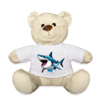 Énorme requin mordeur d’action Action Cartoon Shark - Nounours - blanc - Devant