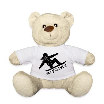 Slopestyle Snowboard Action Geschenk - Teddy - Weiß - Vorne