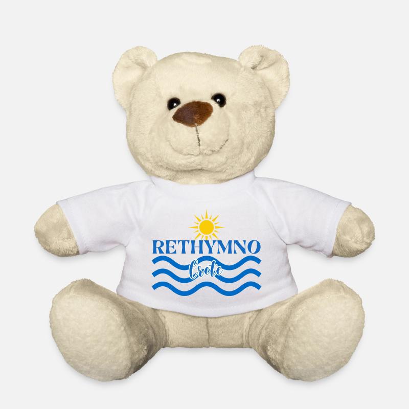 Rethymno Kreta-Wellen-Sonnenlogo - Teddy - Weiß