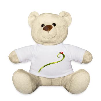 Marienkäfer auf geschwungenem Grashalm  - Teddy - Weiß - Vorne