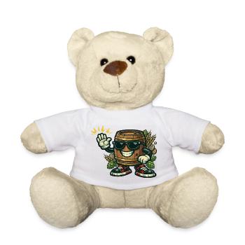Mascotte de la bière avec lunettes de soleil - Nounours - blanc - Devant