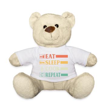 Funny Chef Head Chef Baker Chef Eat Sleep Cook Rep - Teddy Bear - white - Front