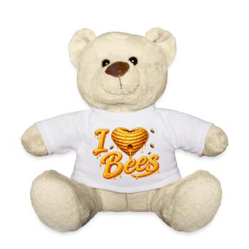 I Love Bees Honey Bees Illustration - Teddy Bear - white - Front
