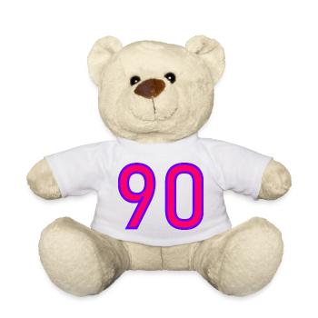 90. 90 ANS. 90e ANNIVERSAIRE. ANNIVERSAIRE 90 ANS. - Nounours - blanc - Devant