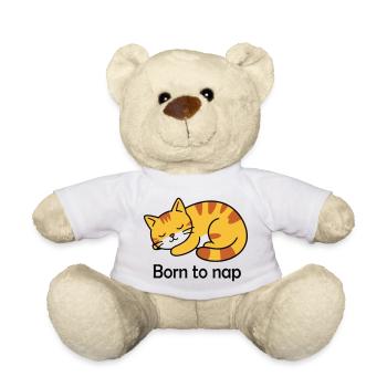 Born to Nap Cat Sleep Design - Teddy Bear - white - Front