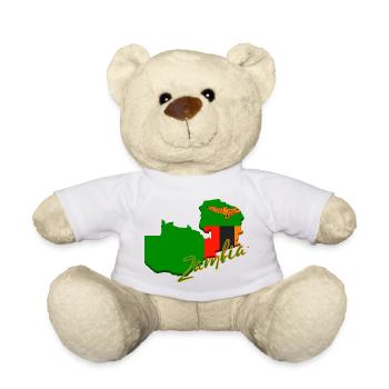 Karte mit Sambia-Flagge, ich liebe Sambia - Teddy - Weiß - Vorne