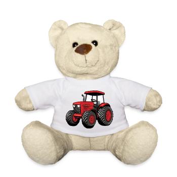 Roter Traktor Cartoon – Landwirtschaftsstil - Teddy - Weiß - Vorne