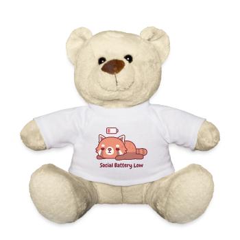Cute Tired Red Panda Introvert Social Battery Low - Teddy Bear - white - Front
