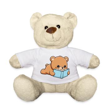 Book Bear Funny Bear reading Book - Teddy Bear - white - Front