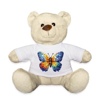 Butterfly Mosaic - Butterfly Fan Gift - Teddy Bear - white - Front