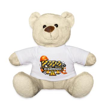 Papa en maintenance design chantier cartoon - Nounours - blanc - Devant