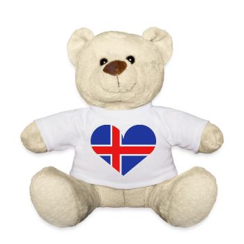 Drapeau islandais en forme de cœur - Nounours - blanc - Devant