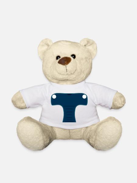 Mitternachtsblauer stilisierter Hammerhai-Kopf - Teddy - Weiß