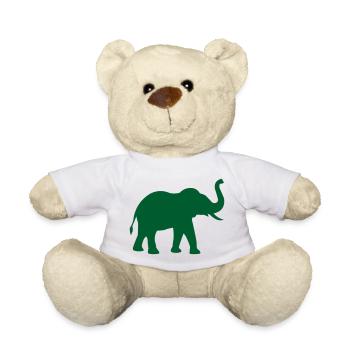 Silhouette d’éléphant en vert - Nounours - blanc - Devant