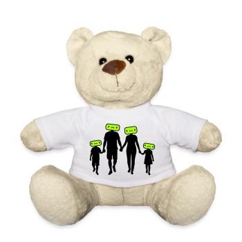 Silhouette familiale Chers enfants Parents Maman Papa - Nounours - blanc - Devant