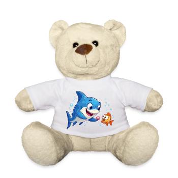 Le requin pèlerin bleu rencontre le poisson rouge - Nounours - blanc - Devant