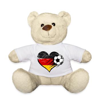 Deutschland Flagge Fußball mit Herz used - Teddy - Weiß - Vorne