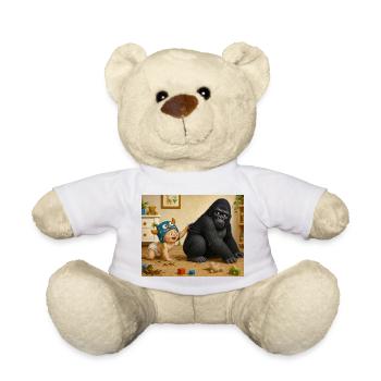 Gorilla and Baby Playful Duo - Teddy Bear - white - Front