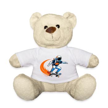 Astronaut Skateboard in Space - Teddy Bear - white - Front