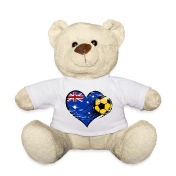 Australia flag football with heart used - Teddy Bear - white - Front