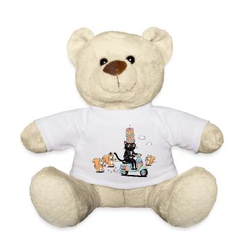 Donut Crown Cat Scooter Funny Cat Motif - Teddy Bear - white - Front