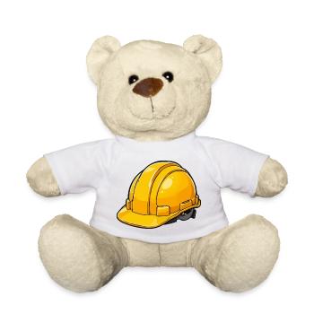 Gelber Bauhelm Cartoon Stil - Teddy - Weiß - Vorne