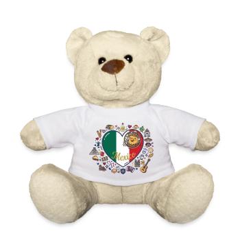 Mexiko Herz Fröhliches Huhn Flaggenstil - Teddy - Weiß - Vorne