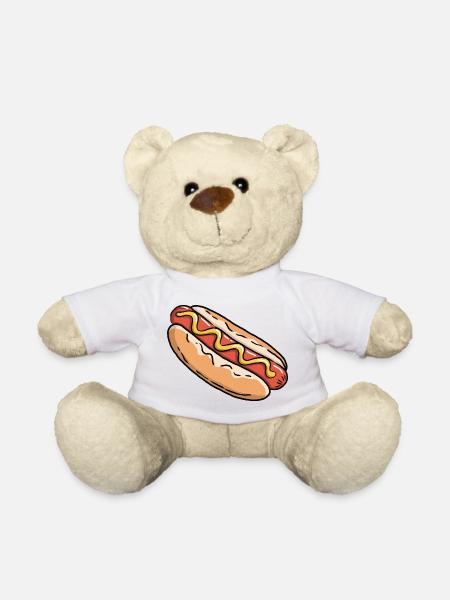 Hotdog - Hot Dog Fast Food Snack American - Teddy Bear - white
