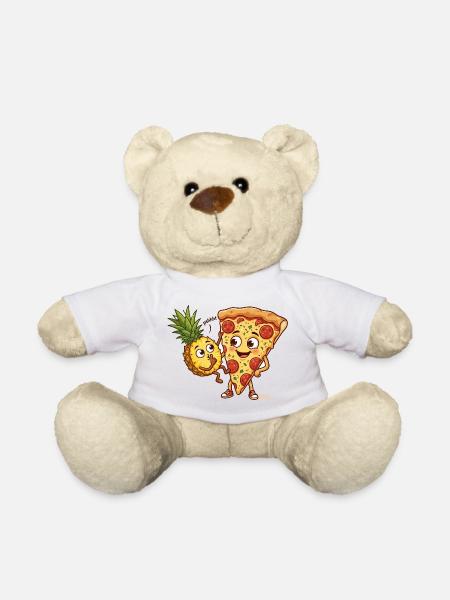 Dancing pizza and pineapple - Teddy Bear - white