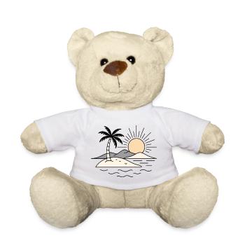 Conception minimaliste de vacances au coucher de soleil sur une île tropicale - Nounours - blanc - Devant