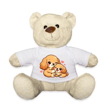 Maman chien câline son chiot - Nounours - blanc - Devant