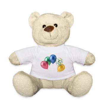 Colorful Balloons - Teddy Bear - white - Front