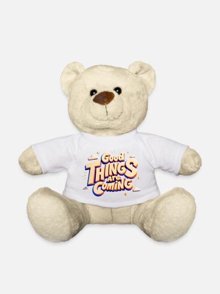 Good Things Are Coming — 3D Pop Typography - Teddy Bear - white