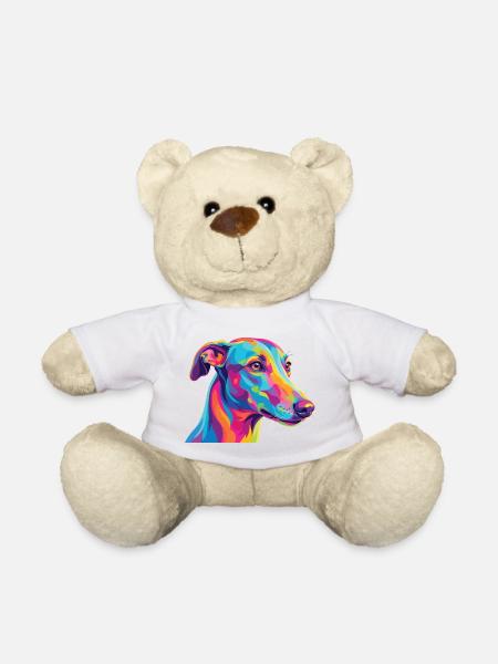 Aquarell Windhund Bunte Windhund-Kunst - Teddy - Weiß