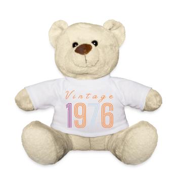 "Vintage 1976" Retro Birthday Design - Teddy Bear - white - Front