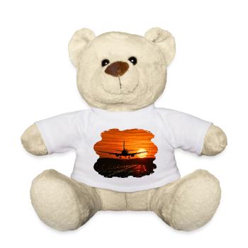 Flugzeuglandung bei Sonnenuntergang - Teddy - Weiß - Vorne