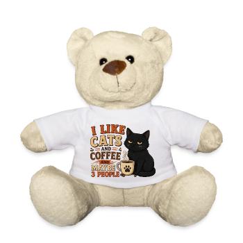 Ich mag Katzen und Kaffee und vielleicht drei Leute - Teddy - Weiß - Vorne