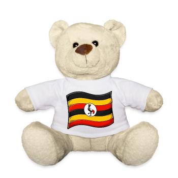 Uganda flag art with crane - Teddy Bear - white - Front