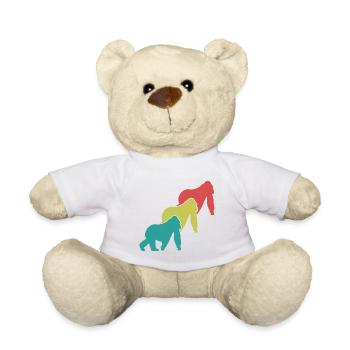 Three Monkeys Silhouettes Retro - Teddy Bear - white - Front