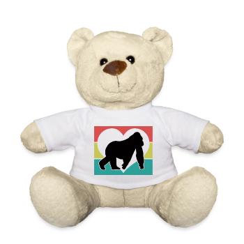 Cœur Silhouette de Singe Rétro - Nounours - blanc - Devant