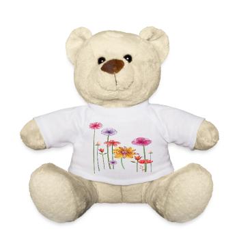 Fleurs sauvages colorées - Nounours - blanc - Devant