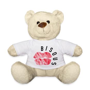 Kisses - Minimalist Pop Art - Teddy Bear - white - Front