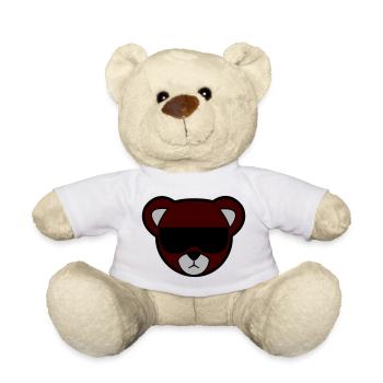 Rotbrauner Bär mit Sonnenbrille - Teddy - Weiß - Vorne