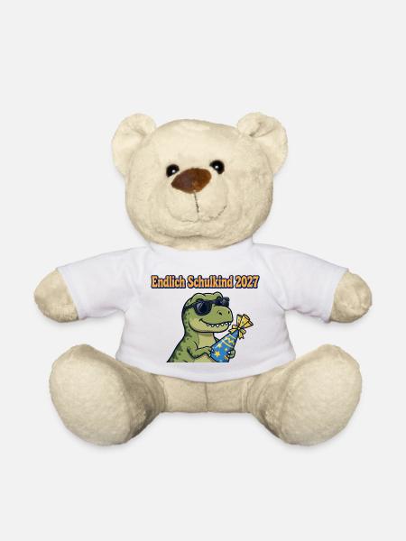 Endlich Schulkind 2027 T-Rex Dino Einschulung - Teddy - Weiß