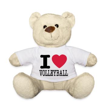 J'aime le volley-ball / j'aime la chemise de volleyball - Nounours - blanc - Devant