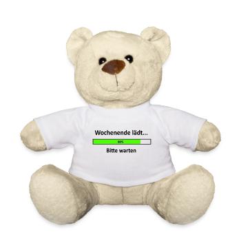 Wochenende lädt, Spruch, lustig - Teddy - Weiß - Vorne