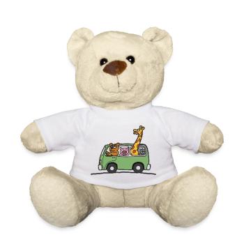 Tier Zoo Bus Kinder T Shirt - Teddy - Weiß - Vorne