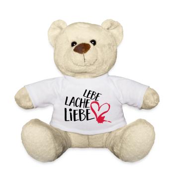 Lebe Lache Liebe | Valentinstag Geschenk - Teddy - Weiß - Vorne