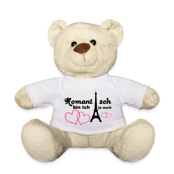 Romantisch Liebe Herz Paris Paar Spruch Geschenk - Teddy - Weiß - Vorne