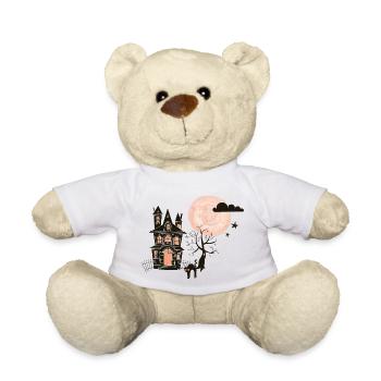 Halloween illustration cat house moon gift - Teddy Bear - white - Front